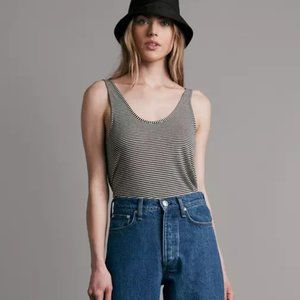 Rag & Bone Jeans Michal Linen Striped Tank, Size Large